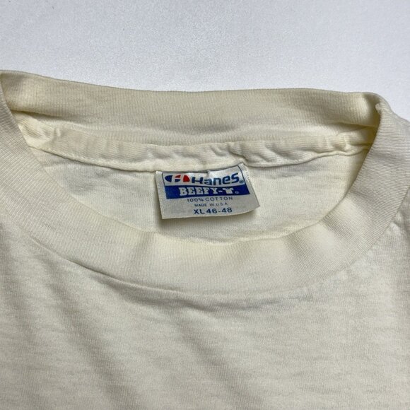 Vintage 90s Hanes Crop Top Shirt Adult XL White Single Stitch USA - Picture 10 of 12